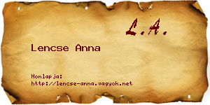 Lencse Anna névjegykártya