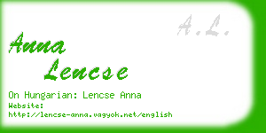 anna lencse business card